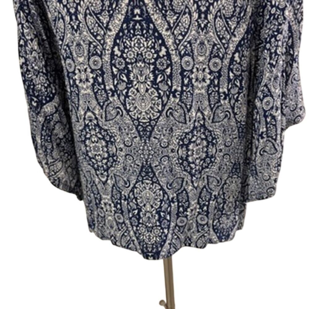 Fifteen Twenty Blue White Boho Tassel Blouse - Picture 8 of 12
